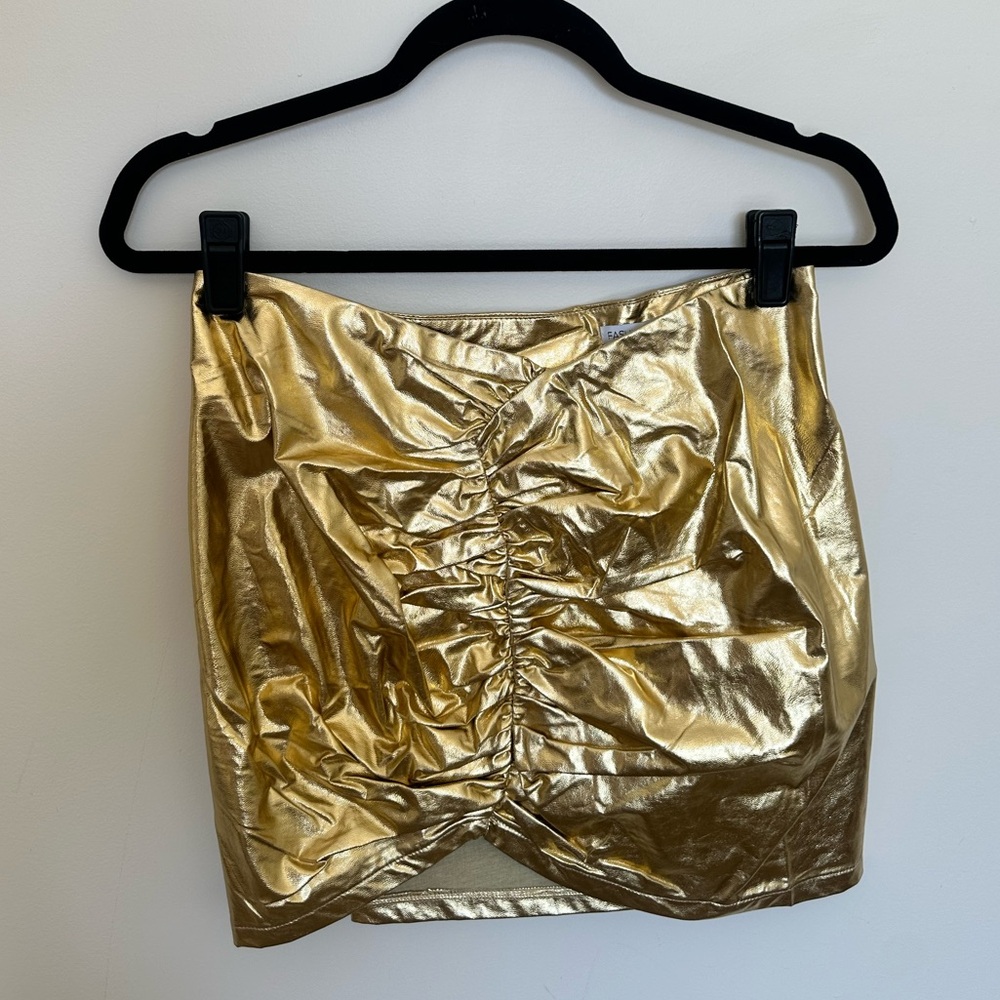 Gold mini skirt